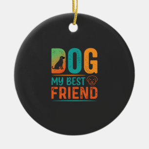 Dog My Best Friend Retro Design Ceramic Tree Decoration