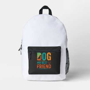 Dog My Best Friend Retro Design Printed Backpack