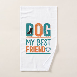 Dog My Best Friend Vintage Dog Lover Shirt Design_ Hand Towel