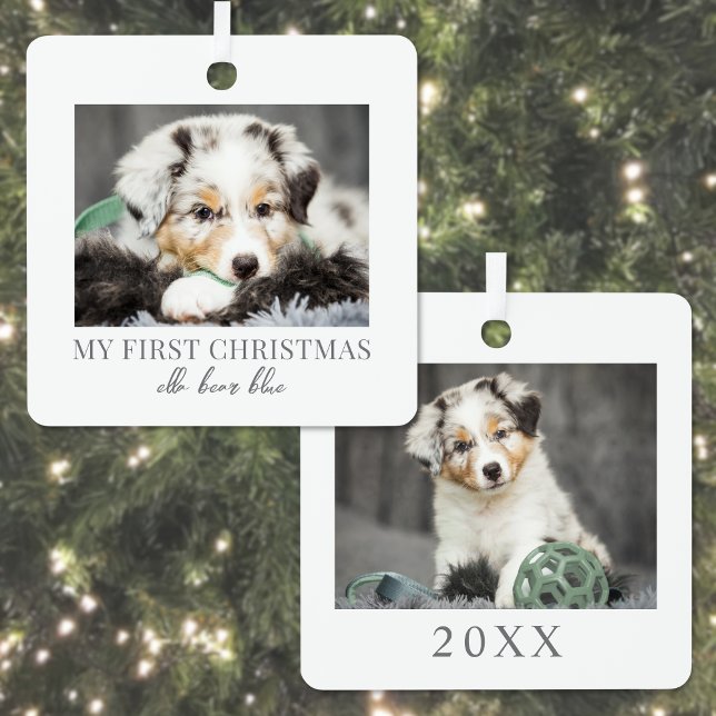 Dog My First Christmas Pet Photo Metal Tree Decoration (My First Christmas Pet Dog Photo Metal Ornament )