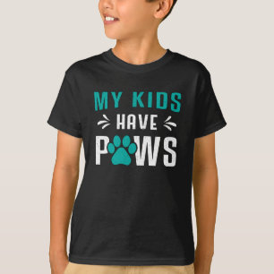 Dog My Kids Have Paws Dogs Puppy Pet Vintage Funny T-Shirt