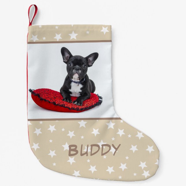 Dog Name Photo Personalised Bulldog Puppy Small Christmas Stocking (Front)