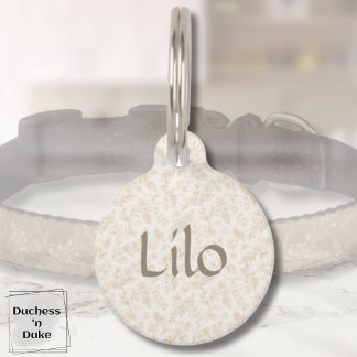 Dog Name Tag - Ivory Botanical, Personalized 
