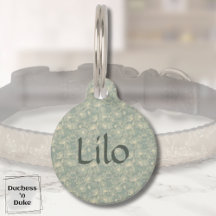 Dog Name Tag - Sage Green Botanical, Personalised 