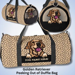 Dog Name, Your Name, Golden Retriever + Paws Duffle Bag