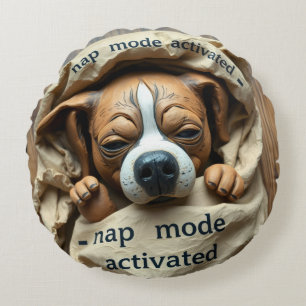 Dog Nap Mode Activated is a cute and funny design Round Cushion