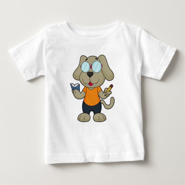 Dog Nerd Book Glasses Baby T-Shirt (Front)