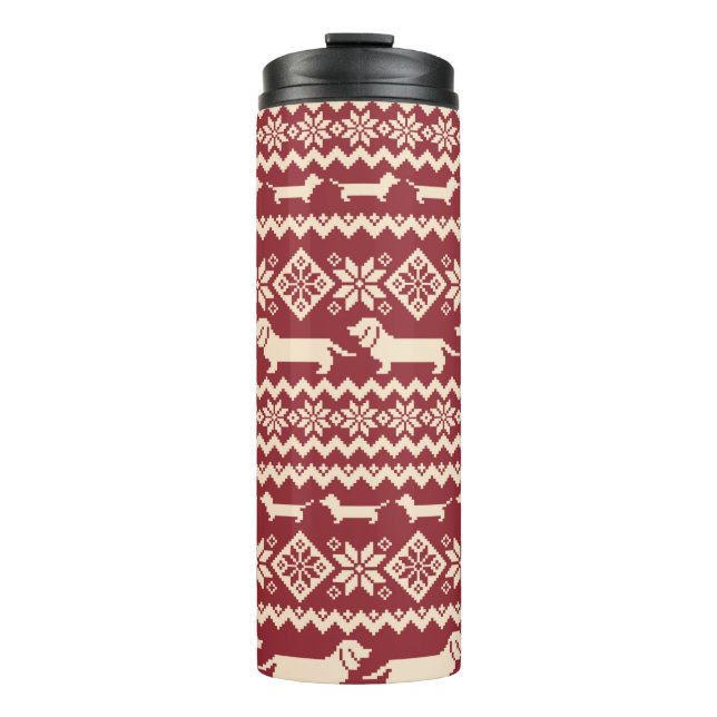 Dog Nordic pattern illustration Thermal Tumbler (Front)