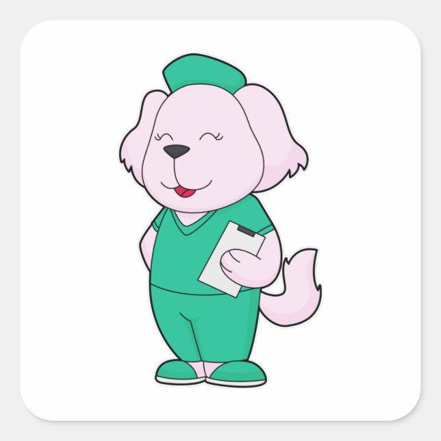 Dog Nurse Square Sticker (Front)