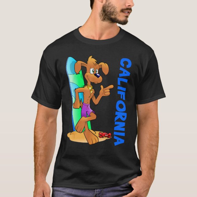 Dog Ocean Wave Surfboard Children's Beach T-Shirt (Front)