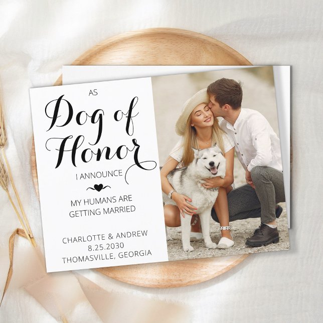 Dog Of Honor Photo Pet Wedding Save The Date Announcement Postcard (Creator Uploaded)