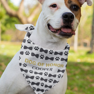Dog of Honour Personalised Pet Paw Prints Wedding  Bandana