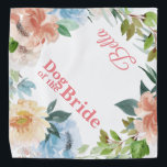 Dog of the Bride | Dog In Wedding Pet  Bandana<br><div class="desc">Who doesn't want to show off their fur-babies on one of the most special days in their lives? Design features pretty blush pink and dusty blue florals with lush greenery. "Dog of the Bride" with pet's name on the opposite corner. Add your custom wording to this design by using the...</div>