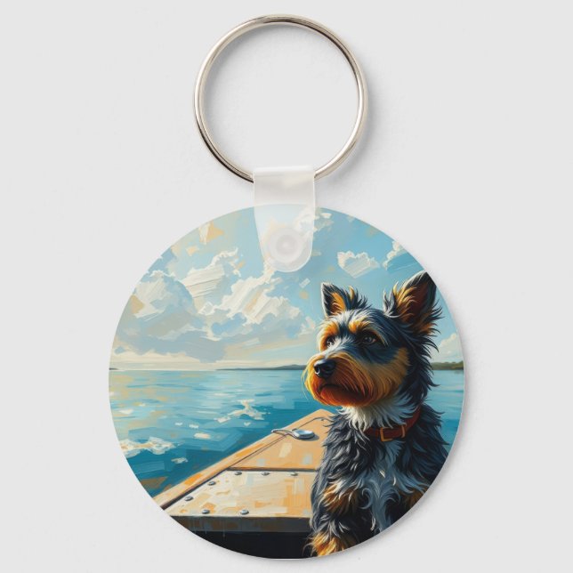 Dog on a boat key ring (Front)