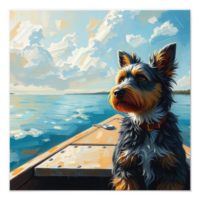 Dog on a boat photo print (Front)