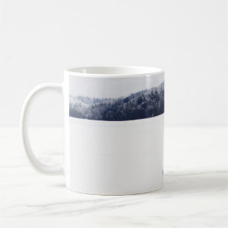DOG ON A SNOWY PLAIN COFFEE MUG
