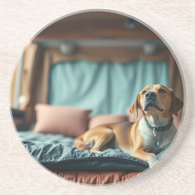 Dog on Bed Coaster (Front)