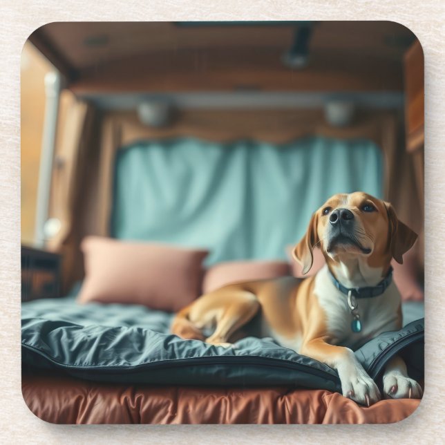 Dog on Bed Coaster (Front)