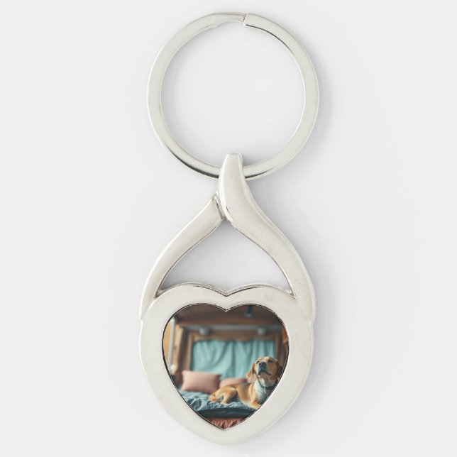 Dog on Bed Key Ring (Front)