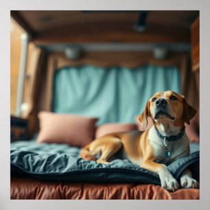 Dog on Bed Poster