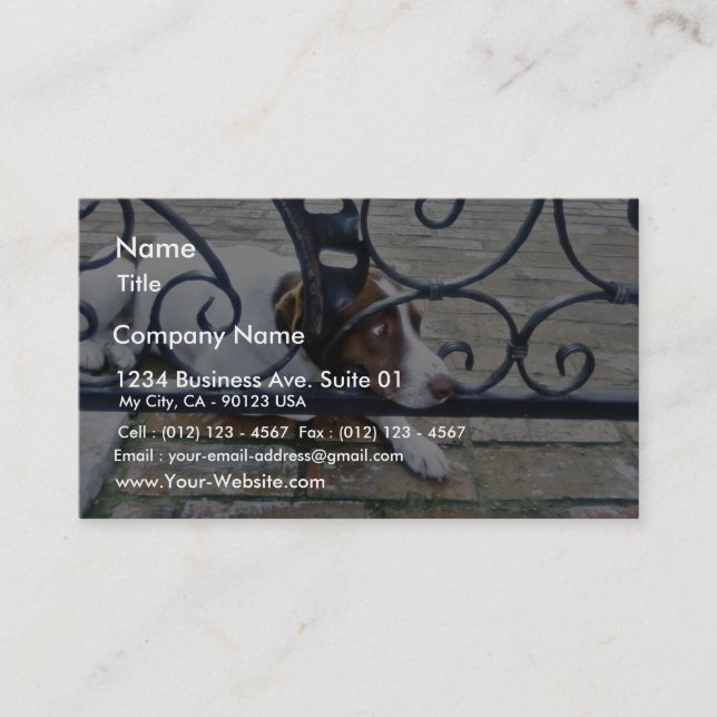 Dog On Iron Hand Work Business Card (Front)