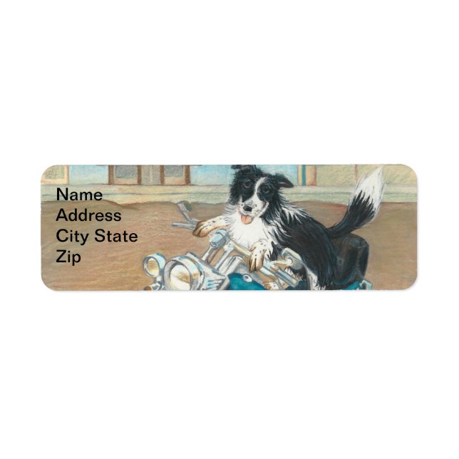 Dog on Motorcycle Return Address Labels (Front)