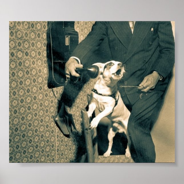 Dog on Phone Poster (Front)