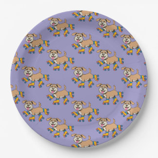 Dog On Roller Skates Hang On I See A Dog Paper Plate