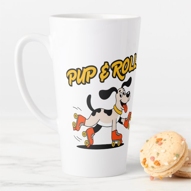 Dog On Roller Skates Pup & Roll Latte Mug (In Situ)
