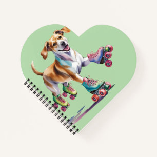 Dog On Roller Skates Watercolor Notebook