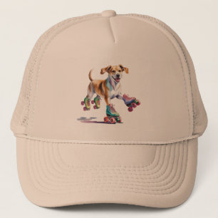 Dog On Roller Skates Watercolor Trucker Hat