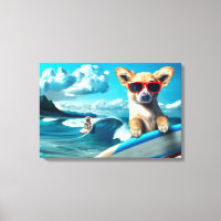Dog on Surfboard Wearing Sunglasses AI Art