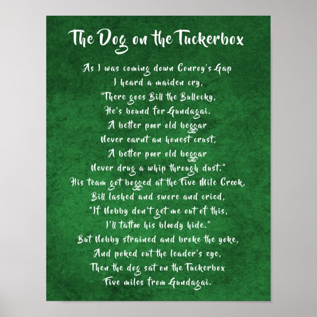 Dog on the Tuckerbox Australian Bush Poem Poster (Front)