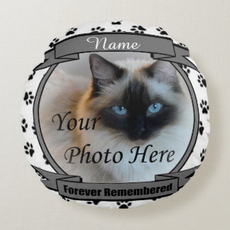 Dog or Cat Forever Remembered Pet Memorial Round Cushion