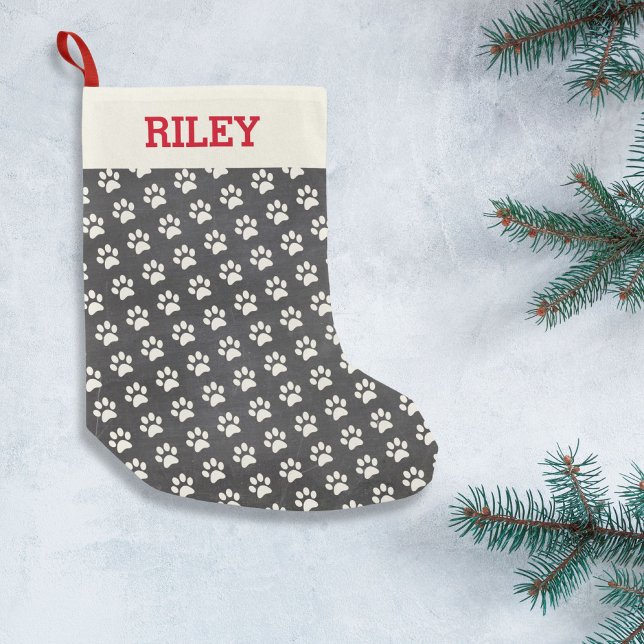 Dog or Cat Name Paw Print Personalised Chalkboard Small Christmas Stocking (Creator Uploaded)