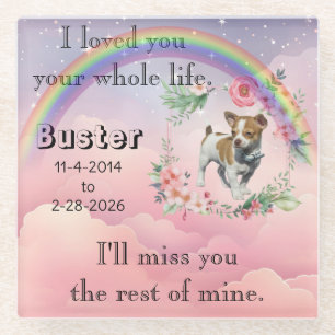 Dog or Cat Pet Sympathy Memorial Glass Coaster