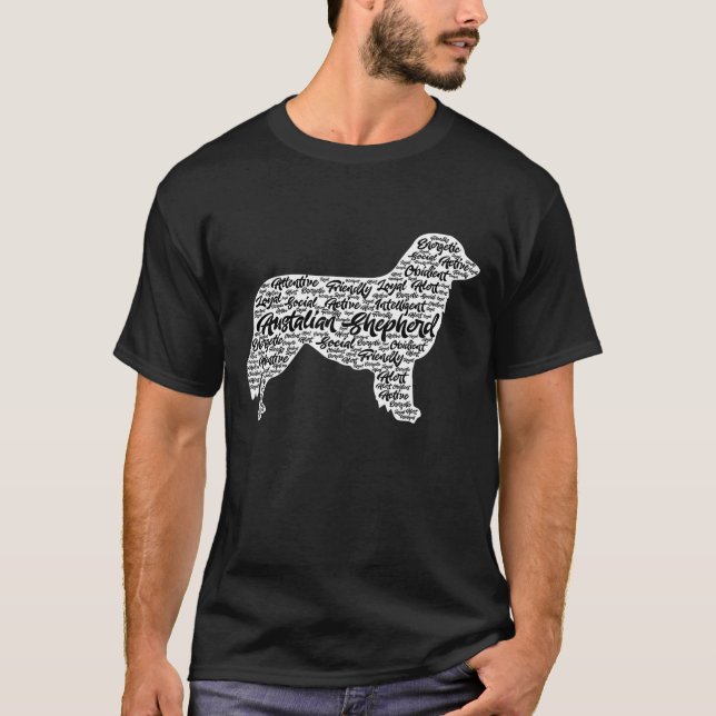 dog Outline Cute Aussie Shepard Graphic T-Shirt (Front)