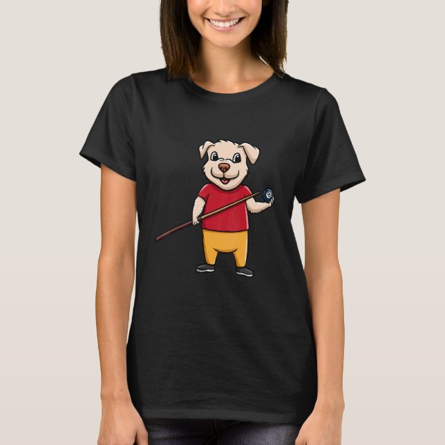 Dog Owner Billiard Ball Snooker Pool Player Paw Lo T-Shirt (Front)