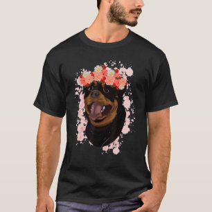 Dog Owner Flowers Pet Floral Rottie Rottweiler T-Shirt