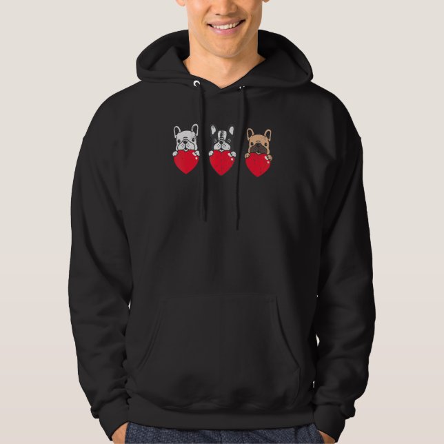 Dog Owner Frenchie Heart Pet Animal French Bulldog Hoodie (Front)
