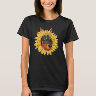Dog Owner Pet Animal Dog  Hippie Sunflower Doberma T-Shirt