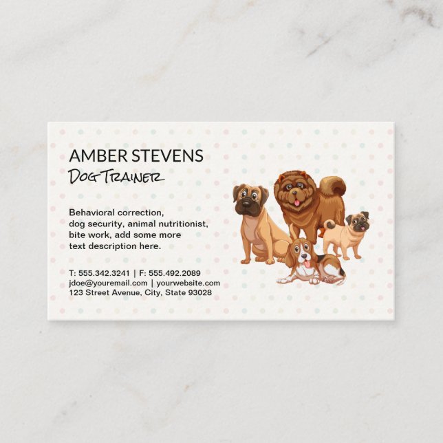 Dog Pack | Polka Dot Pattern Business Card (Front)