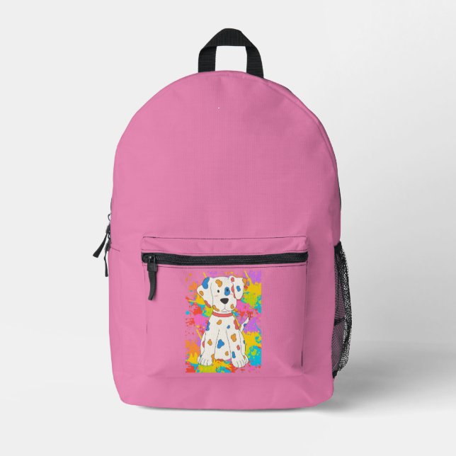 dog paint printed backpack (Front)
