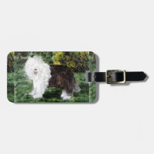 Dog Painting Old English Sheepdog Luggage Tag