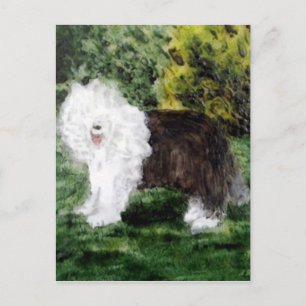 Dog Painting Old English Sheepdog Postcard
