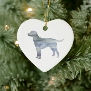 Dog Painting Silhouette Christmas Art Ceramic Tree Decoration