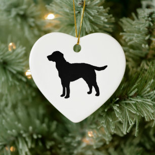 Dog Painting Silhouette Christmas Art Ceramic Tree Decoration