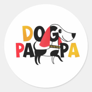 Dog papa design classic round sticker