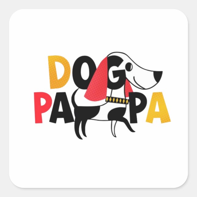 Dog papa design square sticker (Front)