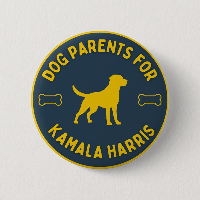 Dog Parents for Kamala Harris button (Front)